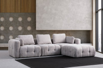 Kutna sofa Amaris trosjed s pufom - svijetlo siva