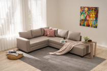 Kutna sofa na razvlačenje Aly Right - Bež