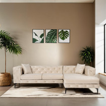 Kutna sofa Como Eco Desno - Bež, Crna