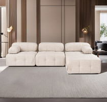Kutna sofa Doblo trosjed s pufom (L1-O1-1R-Pouffe) - svijetlosmeđa