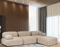 Kutna sofa Doblo trosjed s pufom (L1-O1-1R-Pouffe) - breskva