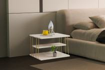 Pomoćni stolić Lifon - zlatni, travertin