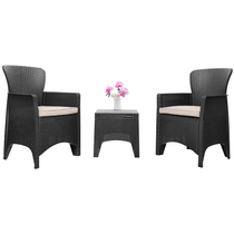 Vrtni namještaj za terasu ili balkon – 2 fotelje + stol crne boje