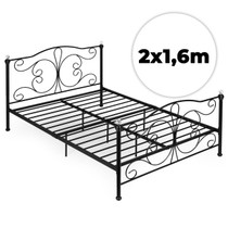 Metalni okvir za krevet 160x200 cm s letvičastom podnicom Crni okvir s kristalima ModernHome