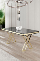 Blagovaonski stol Vals - Crni mramor, Zlato