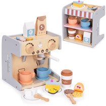 Drvena Kuhinja za Djecu 2-u-1 Barista Set sa 26 Dodaka ECOTOYS