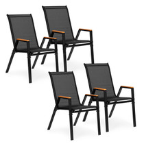 Set od 4 vrtne stolice, set za terasu i balkon, crne, MultiGarden
