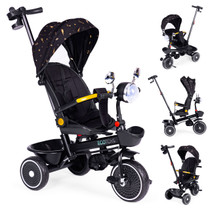 Tricikl-kolica za djecu sa rotirajućim sjedalom, rukovatom za guranje, crne boje, ECOTOYS