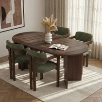 Set blagovaonskog stola i stolica (5 komada) Meridia 4 - Milano orah, tamni orah, zelena