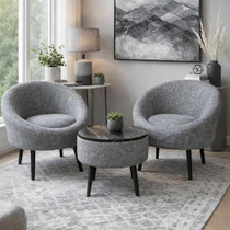 Set fotelja i stolića za kavu (3 komada) Lida Linen - siva