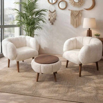 Set naslonjača i stolića za kavu (3 dijela) Lotus Wellsoft - bijeli