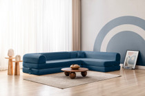Kutna sofa na razvlačenje Legom Eco - plava