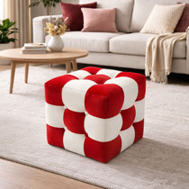 Puf Patchwork - Crvena, Bijela