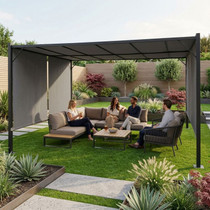 Vrtna pergola 3 × 4 m s podesivim krovom – siva MultiGarden