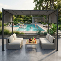 Vrtna pergola 3 × 4 m s podesivim krovom – siva MultiGarden