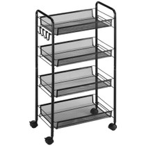 Kolica na točkićima s 4 viseće korpe 45 × 26,5 × 84 cm, crna