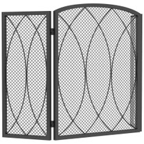 Zaštitna ograda za kamin, sklopiva, 3 dijela, 122 × 2 × 75 cm, crna