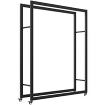 Stalak za drva za ogrjev na točkićima 120 × 32 × 151 cm, crni