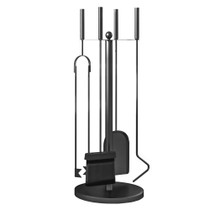 Set pribora za kamin 5 dijelova s postoljem Ø 25 × 54 cm, crni