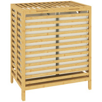 Korpa za veš od bambusa s poklopcem i 2 odjeljka, 64 l, 55 × 36 × 64,2 cm
