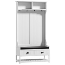 Garderoba s klupom, 4 kuke i 2 ladice 89 × 42 × 172 cm, bijela