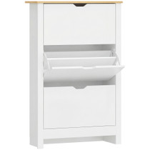 Ormar za cipele s 3 preklopne ladice 72 × 26 × 112 cm, bijeli s drvenim dekorom