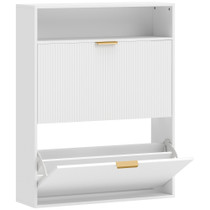 Uski ormar za cipele s 2 ladice na preklop 80 × 24 × 102,5 cm, bijeli