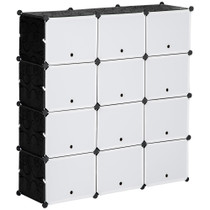 Modularna polica za cipele od 12 kocki 125 × 32 × 125 cm, crna