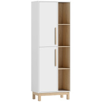 Ormarić za kupatilo s 4 police i 2 vrata 62,5 × 35 × 176 cm, bijeli/drvo