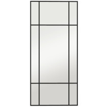 Zidno ogledalo s metalnim okvirom i crnim prečkama 50 × 2 × 110 cm, crno