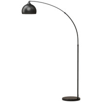 Lučna podna lampa podesive visine s nožnim prekidačem, crna