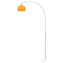Lučna podna lampa s nožnim prekidačem i mramornim postoljem, bijela i narandžasta