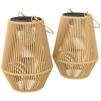 Solarne viseće lampe set od 2 komada, poli-ratan, 16 × 16 × 21 cm, smeđe
