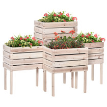 Set od 4 povišene gredice 50 × 30 × 60 cm, prirodna boja drveta