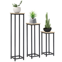 Set od 3 stalka za cvijeće na slaganje 21 × 21 × 50/70/90 cm, crno-smeđi
