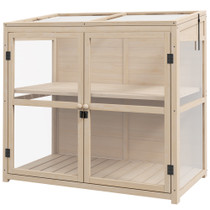 Plastenik s 2 nivoa i krovom na otvaranje 103 × 61 × 103 cm, prirodno drvo
