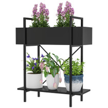 Stalak za saksije na 2 nivoa 60 × 25 × 70 cm, crni