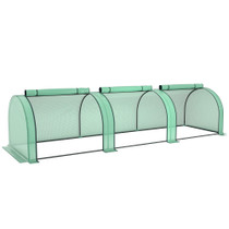 Plastenik s folijom i 3 rolo vrata na patentni zatvarač 350 × 100 × 80 cm, zelen