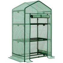 Mali plastenik s 3 police i folijom 69 × 49 × 125 cm, zeleni