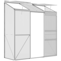 Plastenik uz zid s kliznim vratima i krovnim prozorima 192 × 68 × 196 cm, srebrni