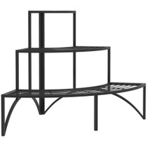 Ugaoni stalak za cvijeće s 3 police 87 × 60 × 60 cm, crni