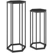 Set od 2 postolja za saksije, šestougaona, 75 i 60 cm, crna
