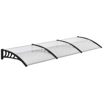 Nadstrešnica za vrata i prozore 303 × 96 × 27 cm, prozirna i crna