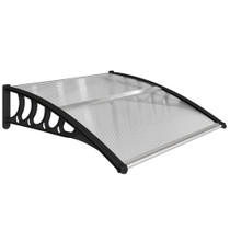 Nadstrešnica za vrata i prozore 103 × 96,5 × 27 cm, prozirna s crnim nosačima