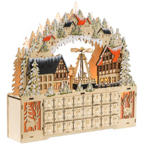 Adventski kalendar s 24 ladice i 18 LED lampica 45 × 9 × 42,5 cm, drvo