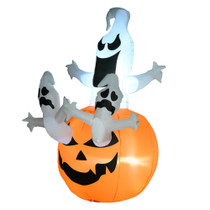 Napuhavajuća bundeva s duhovima za Halloween, s LED osvjetljenjem, narandžasta
