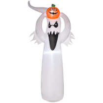 Napuhavajući duh za Halloween s LED osvjetljenjem, bijela i narandžasta