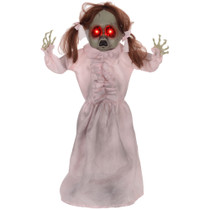 Halloween figura djevojčice s pokretom, zvukom i crvenim očima, roza