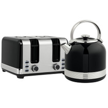 Set kuhala za vodu i tostera s 4 otvora, 7 nivoa tostiranja, 1,7 L, crni