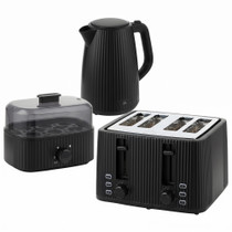 Set kuhalo za vodu 1,7 L, toster za 4 kriške i kuhalo za 6 jaja, crni